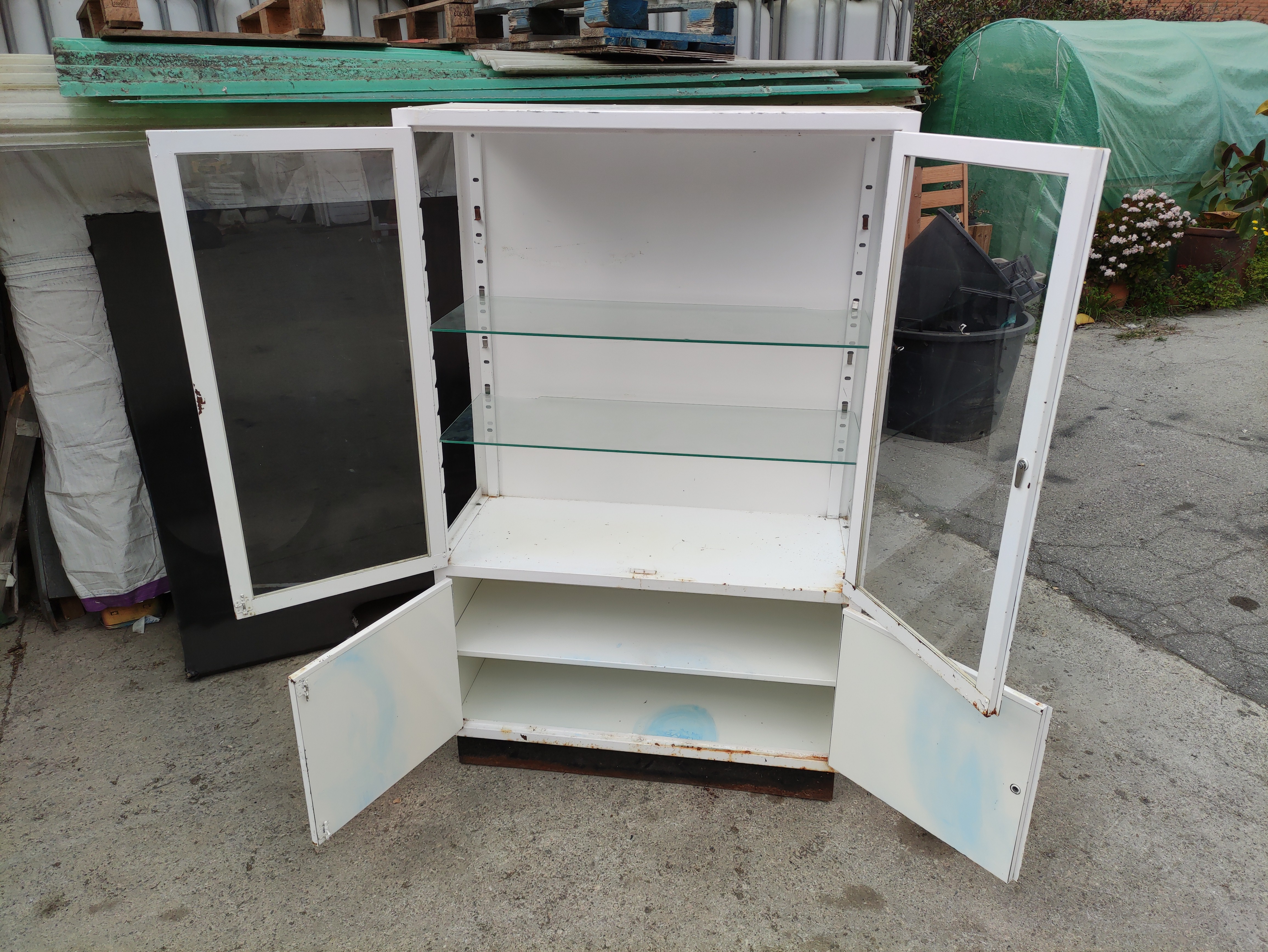 armario vitrina medico 4est cristal metal 161x100x40 1u